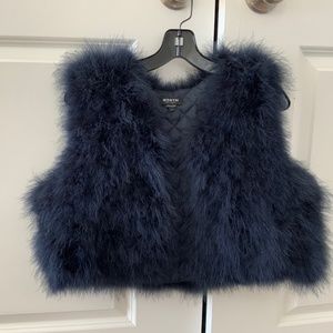Worth Ostrich Feather Navy Blue vest.
